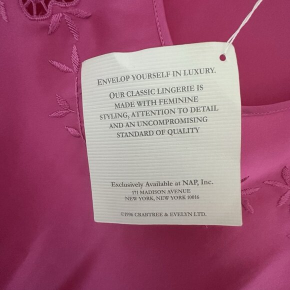 NWT Crabtree & Evelyn Sleepwear Set S Hot Pink 100% Silk Old Money Coquette Vtg - Picture 4 of 12